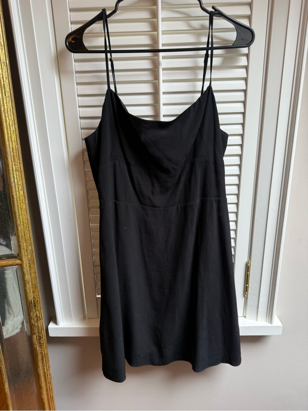Sunday Best Black Textured Slip Dress with Thin Straps